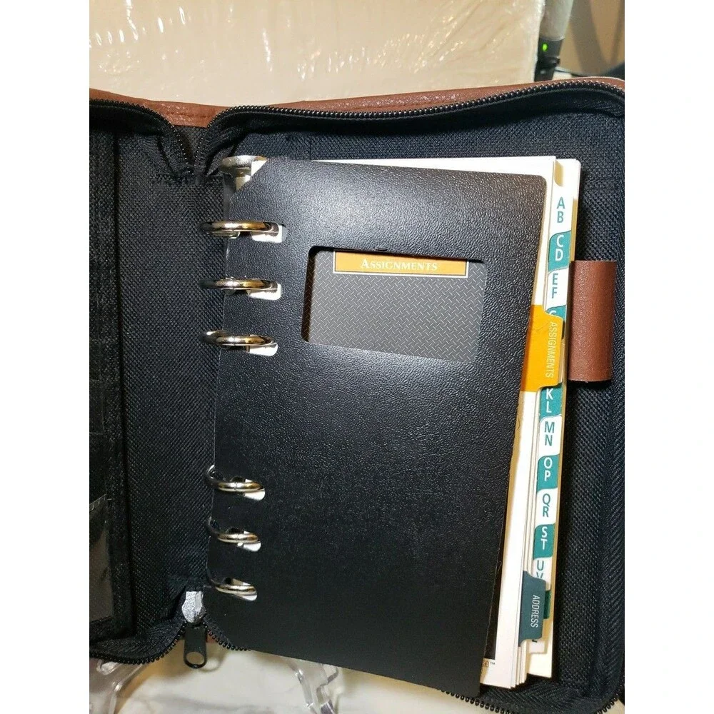 Vintage At A Glance  Black Cloth  Zip Closure Planner Binder 8.5”x6”